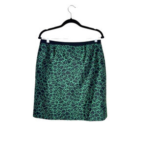 Doncaster Abstract Green Black Circle Print Pencil Skirt Size 8 Lined Luxury
